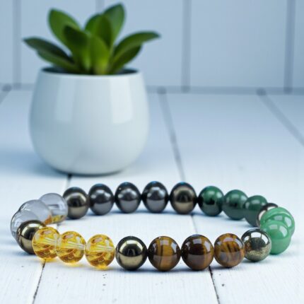 Dhan Yog Bracelet | Attracts Wealth & Financial Prosperity | Pyrite, Citrine, & Aventurine bracelet | Astrology Money Magnet for Men & Women | Certificate of Authenticity
