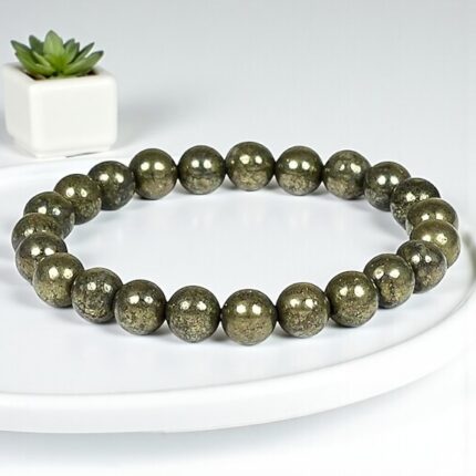 Raw Pyrite Bracelet | Certificate of Authenticity | Attracts Money and Boost Confidence | Astrology Bracelet for Men and Women | Beautifully Crafted with Healing Crystals