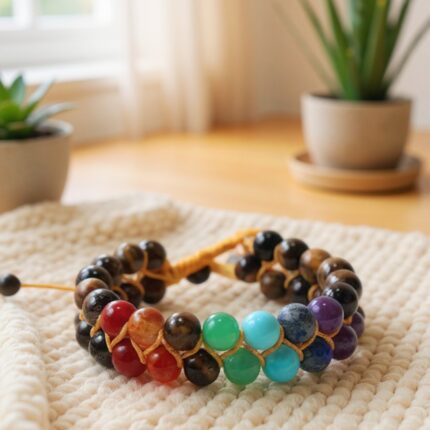 7 Chakra Tiger Eye Double Layered Bracelet
