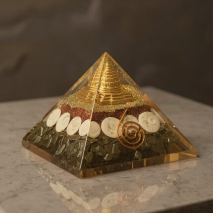 Lakshmi Yantra Pyramid | Pyrite Stone Infused Vastu Pyramid for Wealth & Prosperity | Vastu Items for Home & Office | Attracts Abundance & Positive Energy